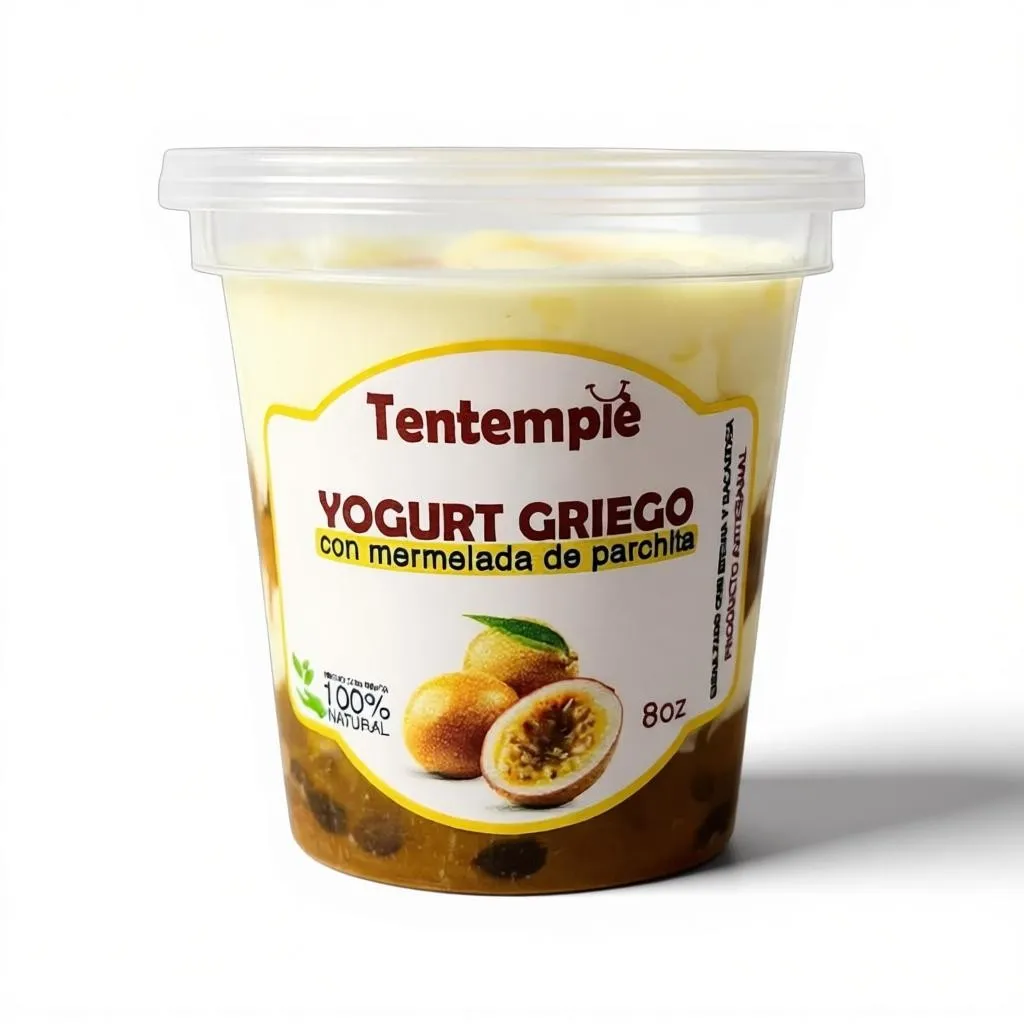 YOGURT GRIEGO CON MERMELADA DE PARCHITA SIN AZÚCAR 8oz